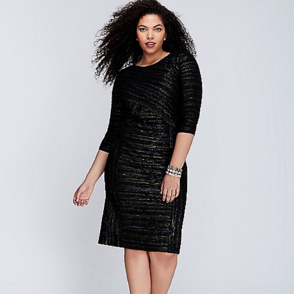 Lane Bryant Metallic Fitted Sheath Dress Crinkled